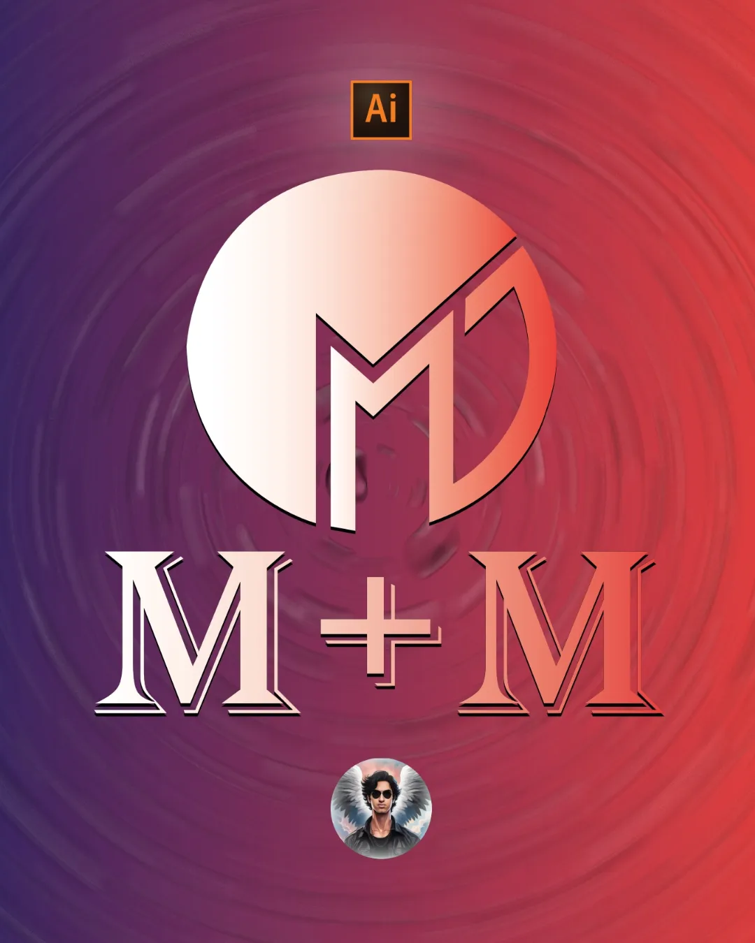 Letter 'M' Joint Logo Art - Post